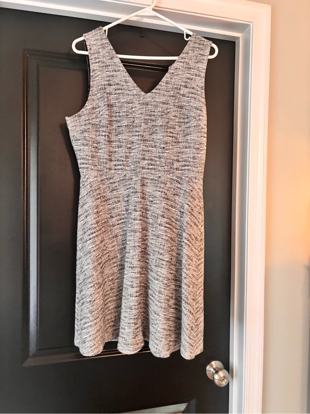 Gilli Gray Marled V-Neck Fit & Flare Dress